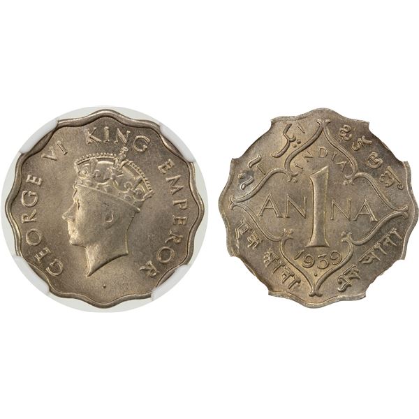 BRITISH INDIA: 1 anna, 1939(b), NGC MS65