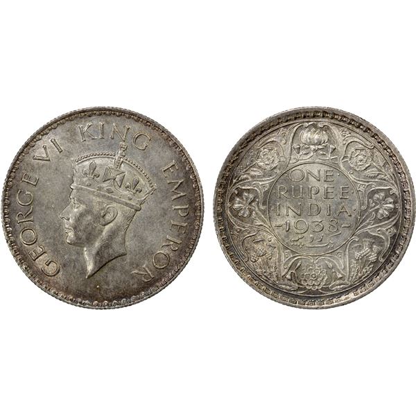 BRITISH INDIA: AR rupee, 1938(b), AU