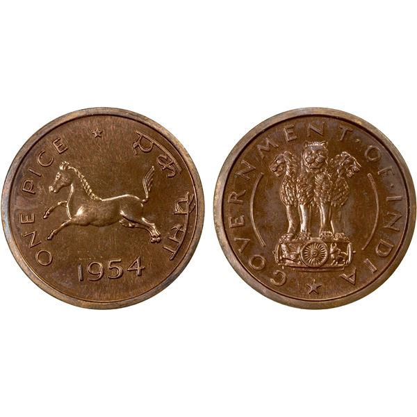 INDIA: Republic, AE pice, 1954, Proof