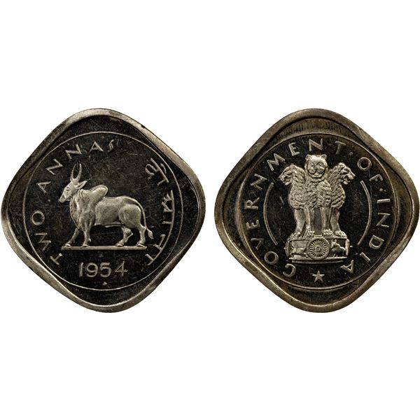INDIA: Republic, 2 annas, 1954, Proof