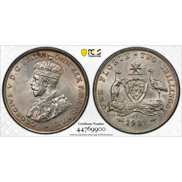 AUSTRALIA: AR florin, 1931(m), PCGS UNC Details