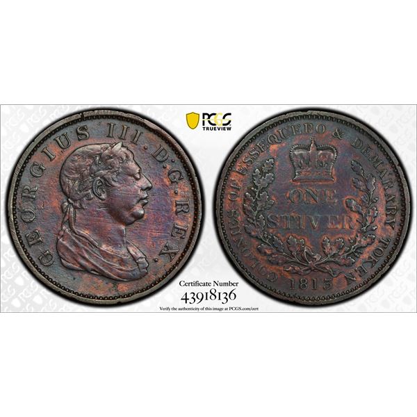 BRITISH GUIANA: ESSEQUIBO AND DEMERARY: AE stiver, PCGS VF details