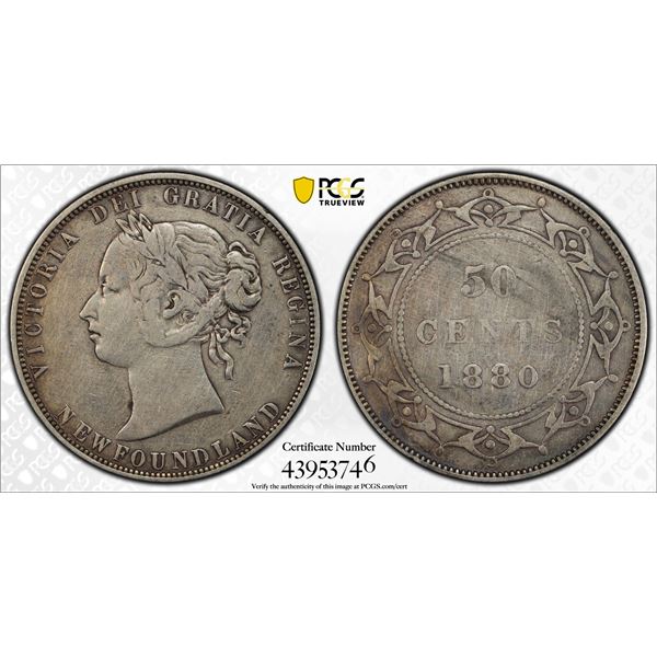 CANADA: NEWFOUNDLAND: Victoria, 1837-1901, AR 50 cents, 1880, PCGS VF30