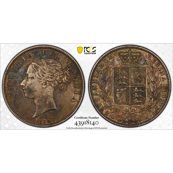 GREAT BRITAIN: Victoria, 1837-1901, AR halfcrown, 1874, PCGS XF45