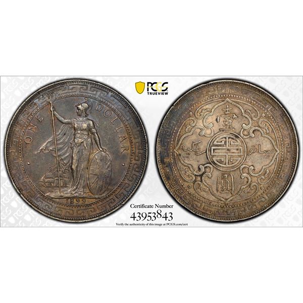 GREAT BRITAIN: AR trade dollar, 1899-B, PCGS AU55