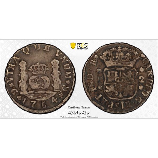 GUATEMALA: Carlos III, 1759-1788, AR 2 reales, 1764-G, PCGS VF20