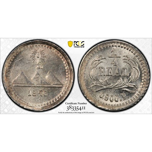 GUATEMALA: Republic, AR ¼ real, 1876, PCGS MS67