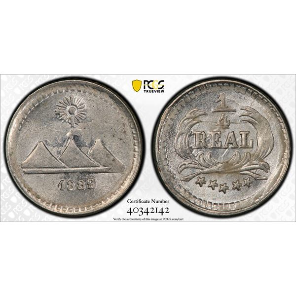 GUATEMALA: Republic, AR ¼ real, 1889, PCGS MS64