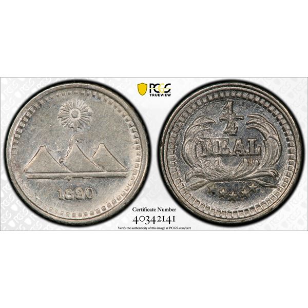 GUATEMALA: Republic, AR ¼ real, 1890, PCGS MS62
