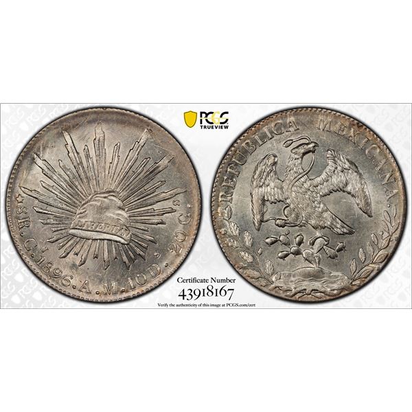 MEXICO: Republic, AR 8 reales, 1896-Cn, PCGS MS62