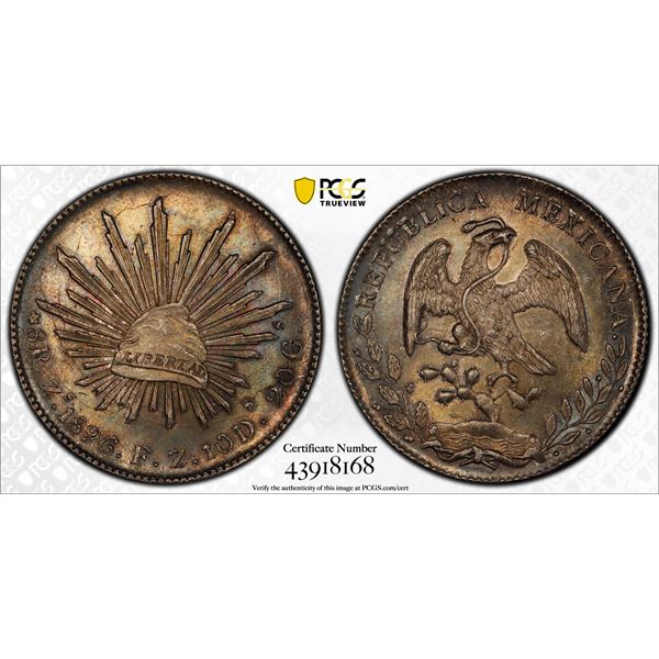 MEXICO: Republic, AR 8 reales, 1896-Zs, PCGS MS64