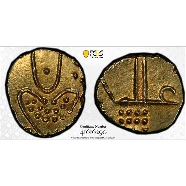 TRAVANCORE: Anonymous, AV fanam, ND (1881), PCGS MS64