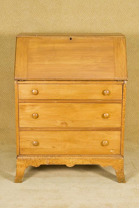Vintage Blonde Secretary Desk With 3 Drawers Vintage Blonde Secretary Desk With 3 Drawers Loading Zoom