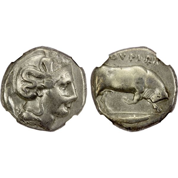 LUCANIA: Thurium, AR distater (nomos) (15.40g), 4th century BC, NGC Fine