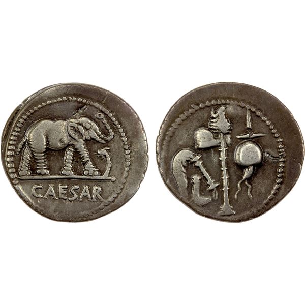 ROMAN IMPERATORIAL PERIOD: Julius Caesar, AR denarius (3.74g), travelling military mint, 49 BC, Choi