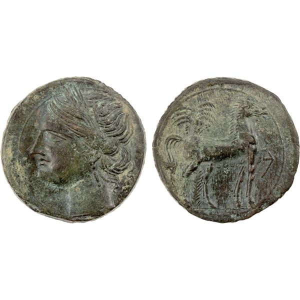 CARTHAGE: AE trishekel (18.00g), ca. 220-215 BC, VF-EF