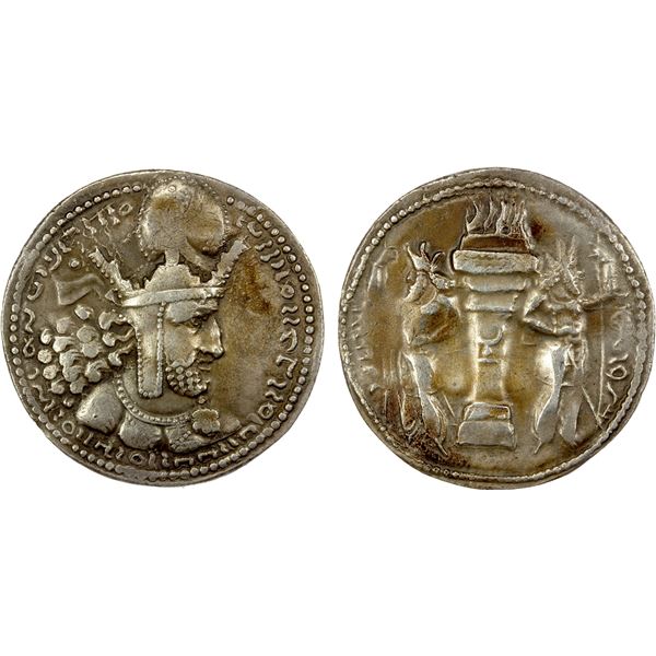 SASANIAN KINGDOM: Shahpur I, 241-272, AR drachm (4.21g), pleasing VF