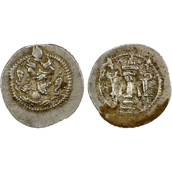 SASANIAN KINGDOM: Peroz, 457-484, AR obol (0.50g), ST (Istakhr), EF