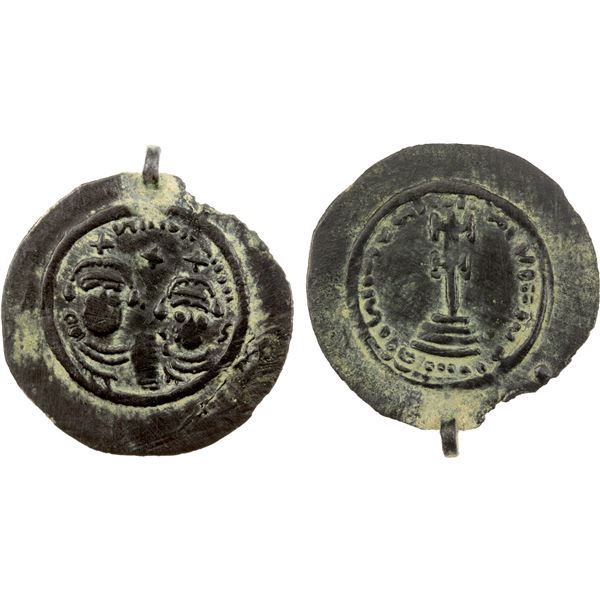 ARAB-SASANIAN: Anonymous, ca. 680-700, AE pashiz (1.48g), NM, ND, bold VF
