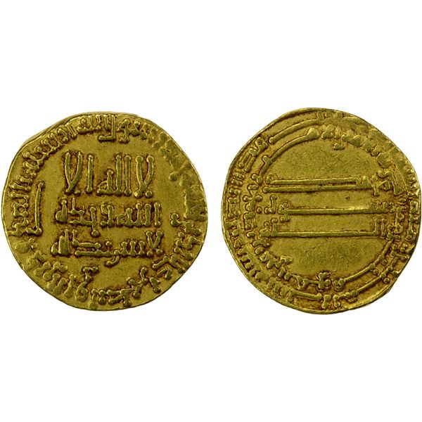ABBASID: al-Rashid, 786-809, AV dinar (4.09g), NM (Madinat al-Salam), AH186, VF-EF