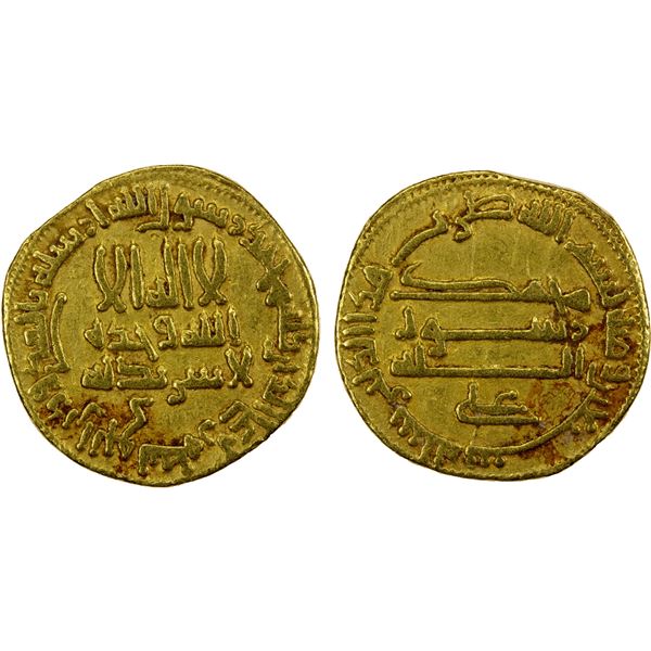 ABBASID: al-Rashid, 786-809, AV dinar (4.16g), NM (Egypt), AH170, VF