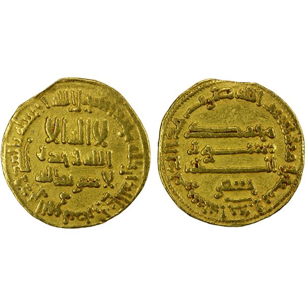 ABBASID: al-Rashid, 786-809, AV dinar (4.17g), NM (Egypt), AH181, VF