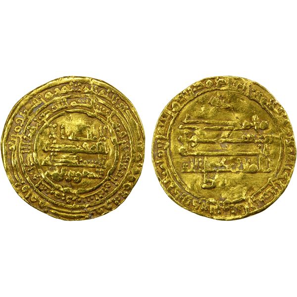 ABBASID: al-Mu'tamid, 870-892, AV dinar (4.10g), Surra man Ra'a, AH278, strong VF