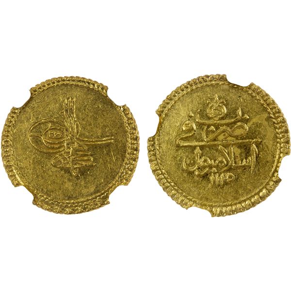 TURKEY: Ahmad III, 1703-1730, AV sultani, Islambul, AH1115, NGC AU58
