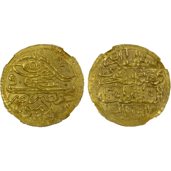 TURKEY: Selim III, 1789-1807, AV zeri mahbub, Islambul, AH1203 year 16, NGC MS63