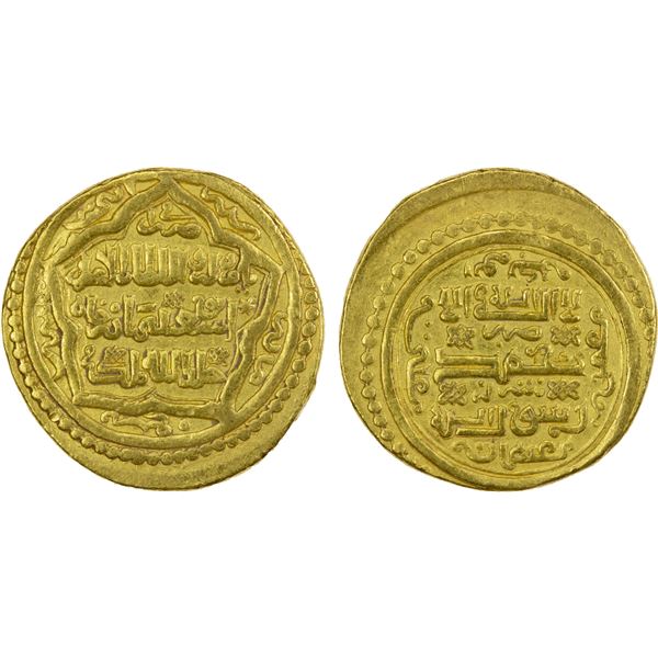 ILKHAN: Abu Sa'id, 1316-1335, AV dinar (9.18g), Shiraz, AH722, EF-AU