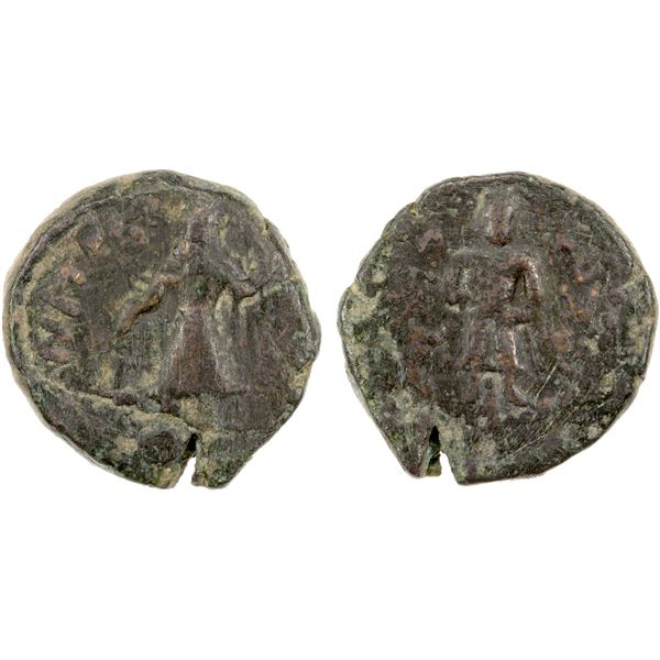 KUSHAN: Kanishka I, ca. 127-151, AE drachm (¼ unit) (3.67g), Fine