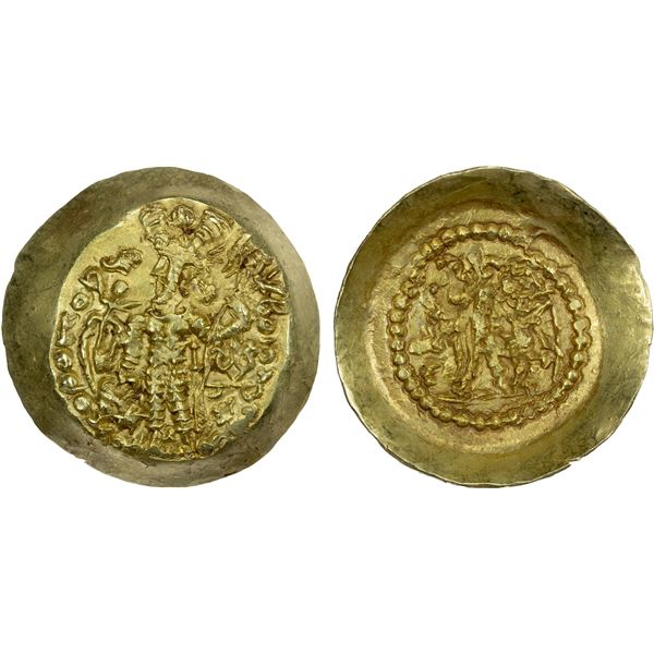 KUSHANO-SASANIAN: "Varhran"/Kidarite, after about 350, AV scyphate dinar (7.58g), choice EF