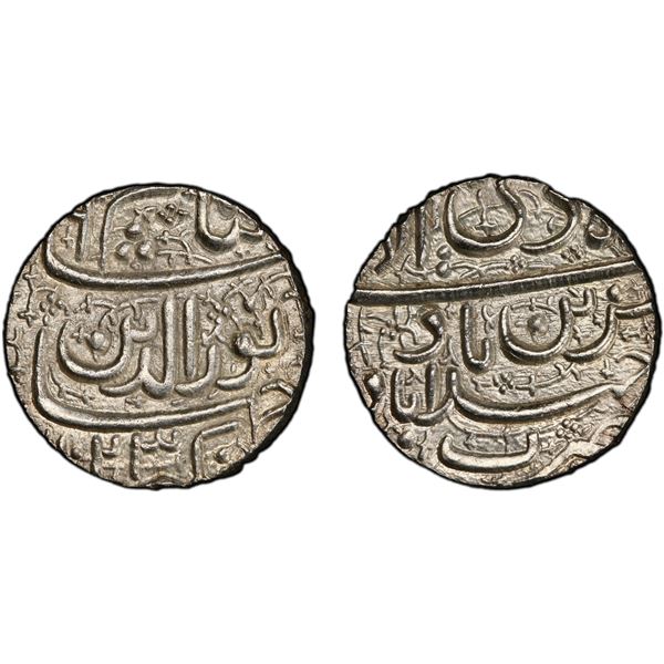 MUGHAL: Jahangir, 1605-1628, AR rupee (11.47g), Ahmadabad, AH1023 year 9, month of Di, PCGS MS63