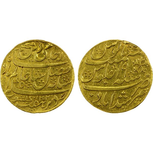 BENGAL PRESIDENCY: AV mohur (12.32g), "Murshidabad", AH"1202" year "19", VF