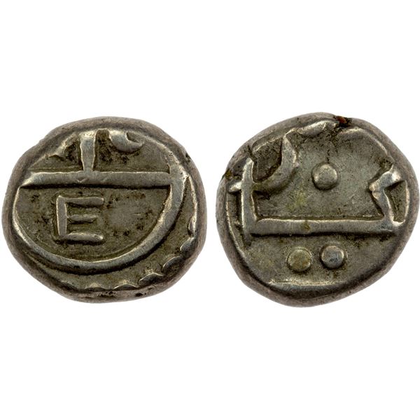 MADRAS PRESIDENCY: British East India Company, AR fanam (1.05g), ND (ca. 1687-1695), VF
