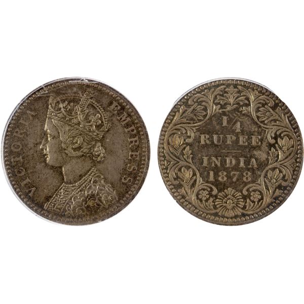 BRITISH INDIA: Victoria, Empress, 1876-1901, AR ¼ rupee, 1878(c), PCGS Proof 64