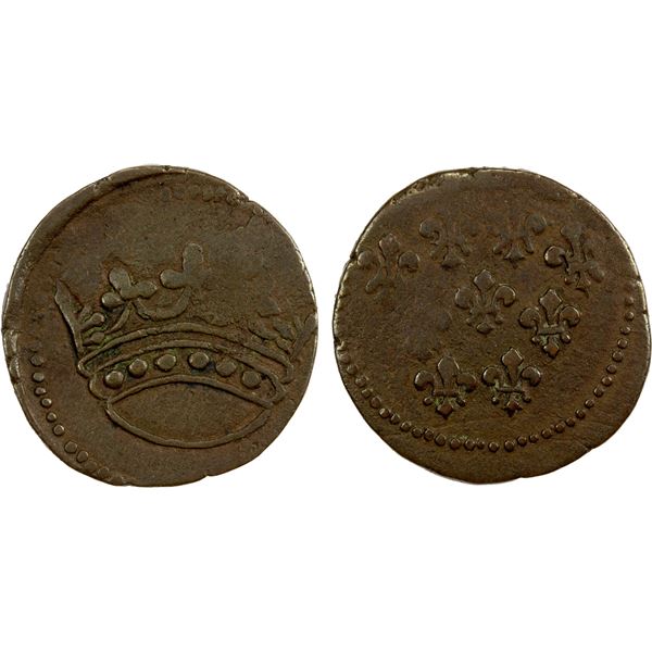 FRENCH INDIA: AE ½ fanon (4.81g), Pondichéry, VF