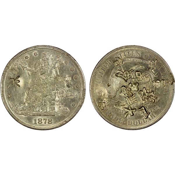 CHINESE CHOPMARKS: UNITED STATES: AR trade dollar, 1878-S, AU