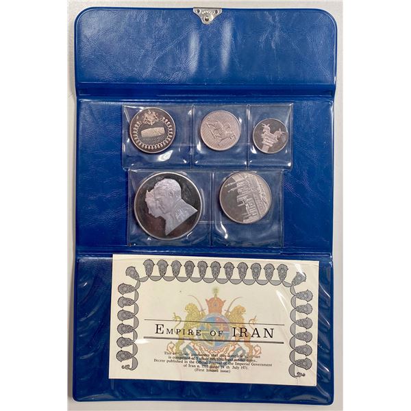 IRAN: Mohammad Reza Shah, 1941-1979, 5-coin proof set, 1971/SH1350