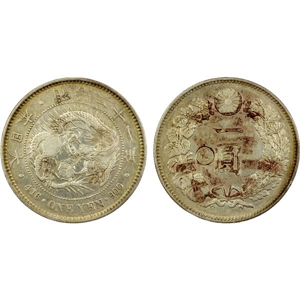 JAPAN: Meiji, 1868-1912, AR yen, ND (year 21 [1888]), EF