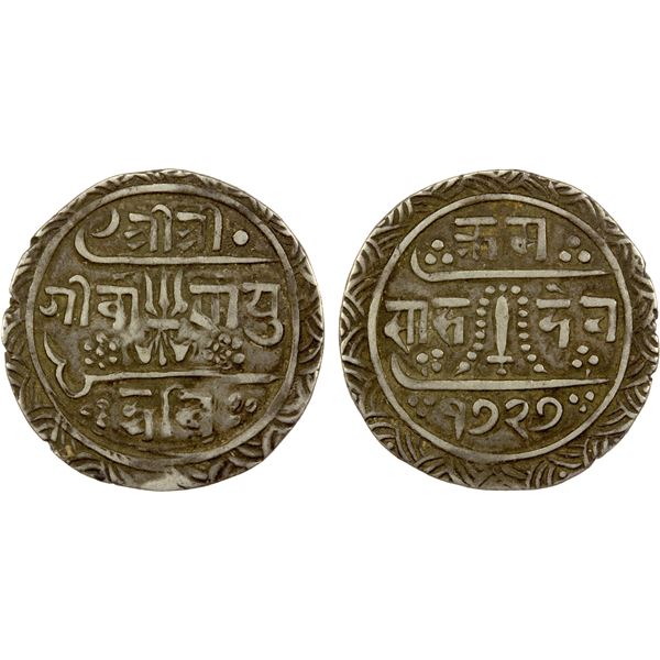 NEPAL: Girvan Yuddha Vikrama, 1799-1816, AR 3/4 mohar (3.99g), SE1727 (1805), VF