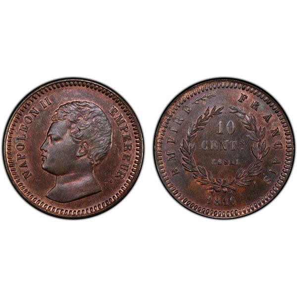 FRANCE: Napoléon II, pretender, 1815-1816, AE 10 centimes, 1816, PCGS Specimen 64 BN