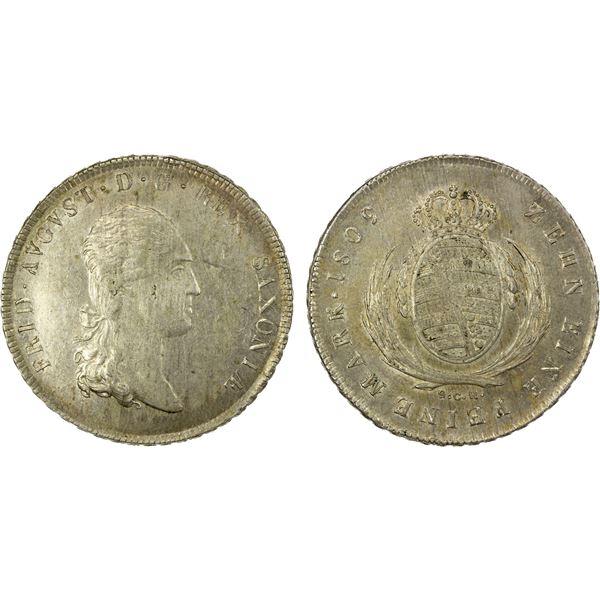 SAXONY: Friedrich August I, 1806-1827, AR thaler (27.88g), 1809, AU
