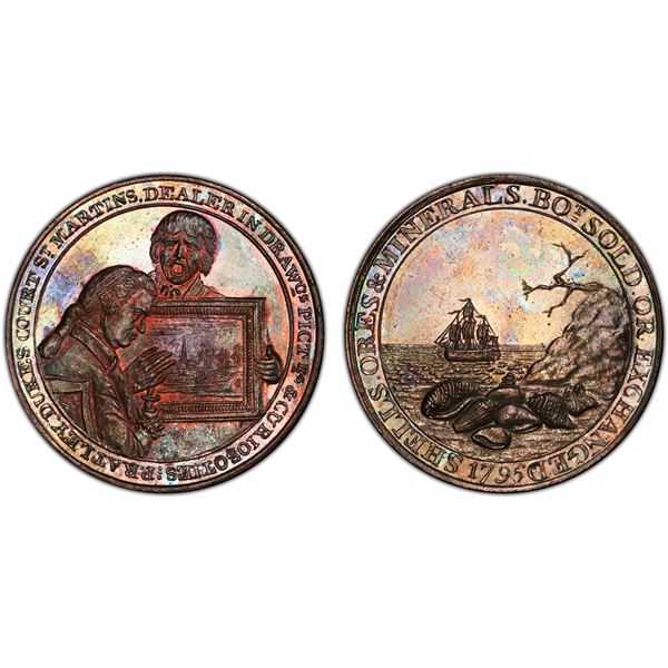 GREAT BRITAIN: AE halfpenny token, 1795, PCGS MS63 BN