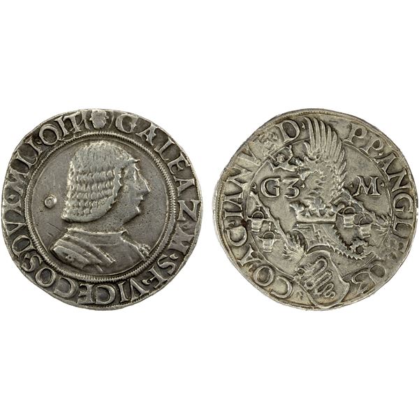 MILAN: Galeazzo Maria Sforza, 1468-1476, AR testone (9.50g), ND, Choice VF