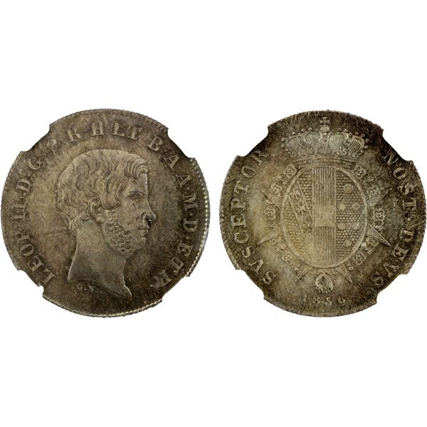 TUSCANY: Leopold II, 1824-1848, 1849-1859, AR paolo, 1856, NGC MS66