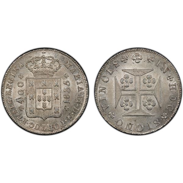 PORTUGAL: Maria II, 1834-1853, AR cruzado, 1835, PCGS MS63