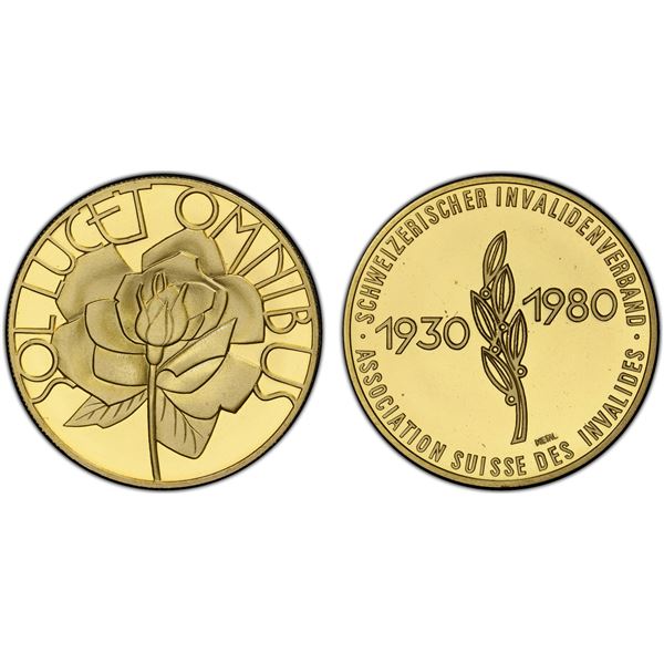 SWITZERLAND: brass medal, 1980, PCGS Specimen 69