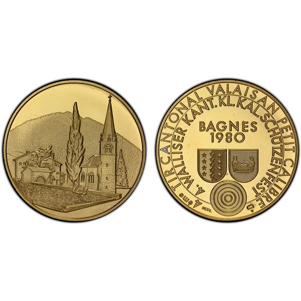 SWITZERLAND: brass medal, 1980, PCGS Specimen 68