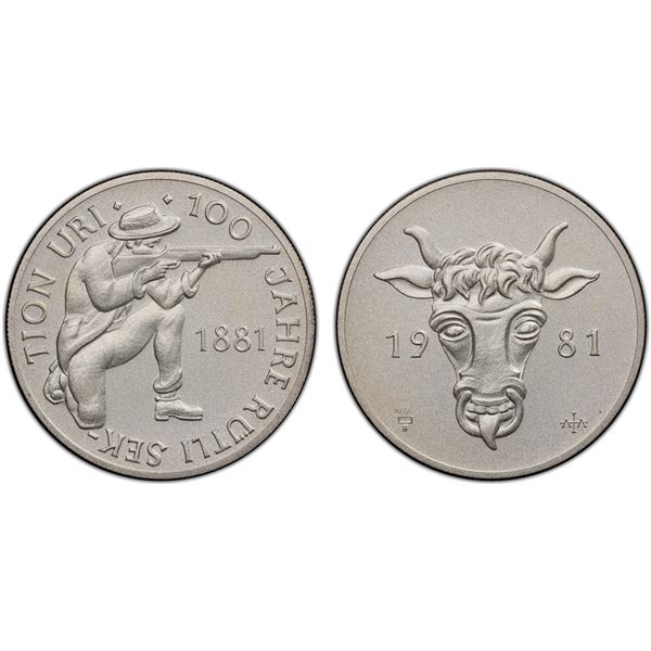 SWITZERLAND: AR medal, 1981, PCGS Specimen 68